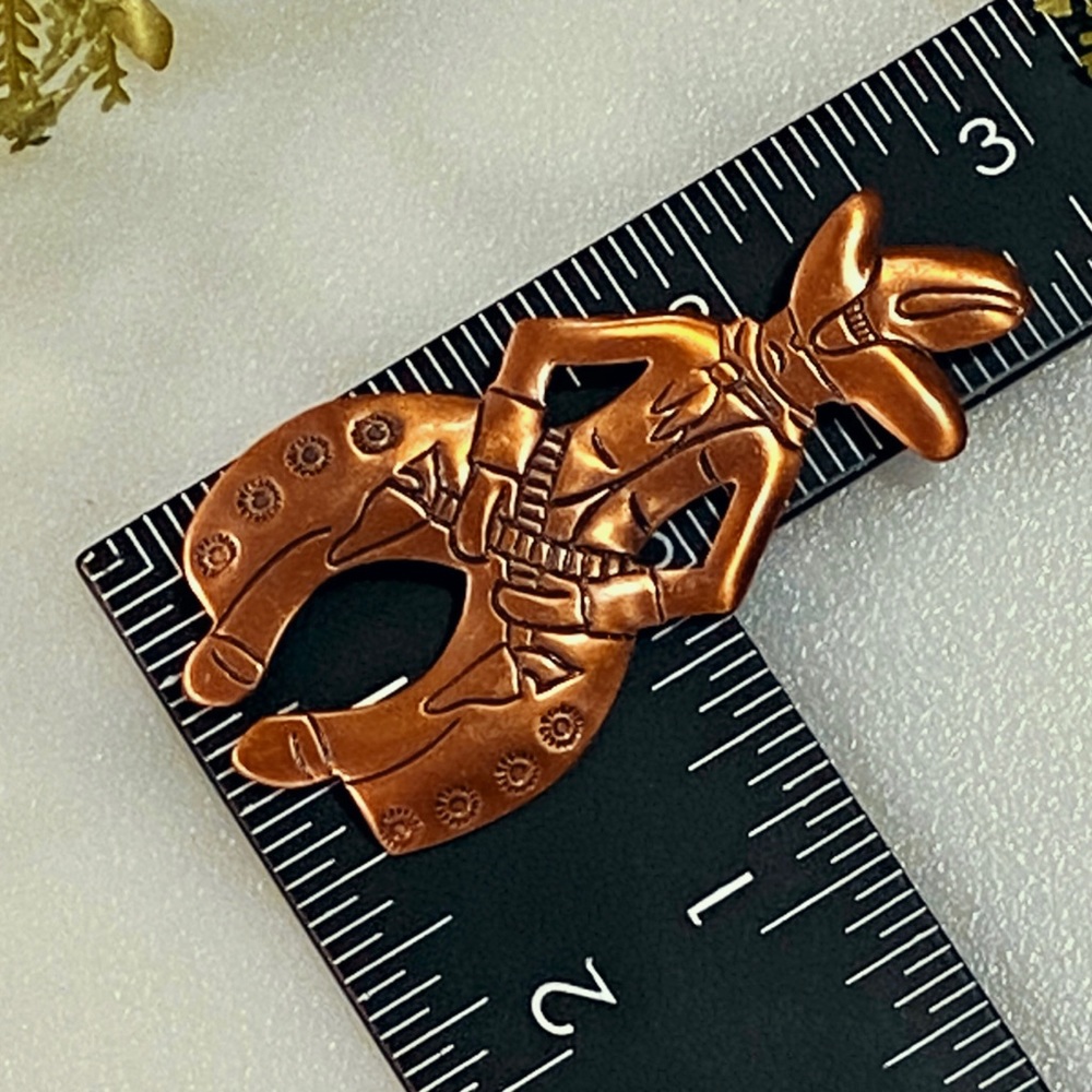 Navajo Vintage Bell Trading Post Copper Cowboy with Chaps Brooch/Pin RARE - Picture 8 of 9